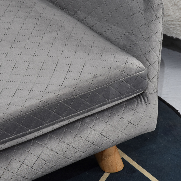 PawHut Dog Sofa Velvet Touch Pet Sofa для маленьких собак до 8 кг з дерев'яними ніжками сірий 64x45x36см для стильних меблів для домашніх тварин