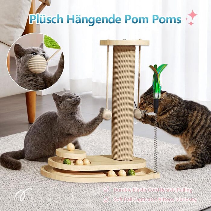 Інтерактивна дерев'яна іграшка для котів Nyingki, 4 в 1: котячий кулька-крус, інтелектуальна іграшка, дерев'яна іграшка для котів