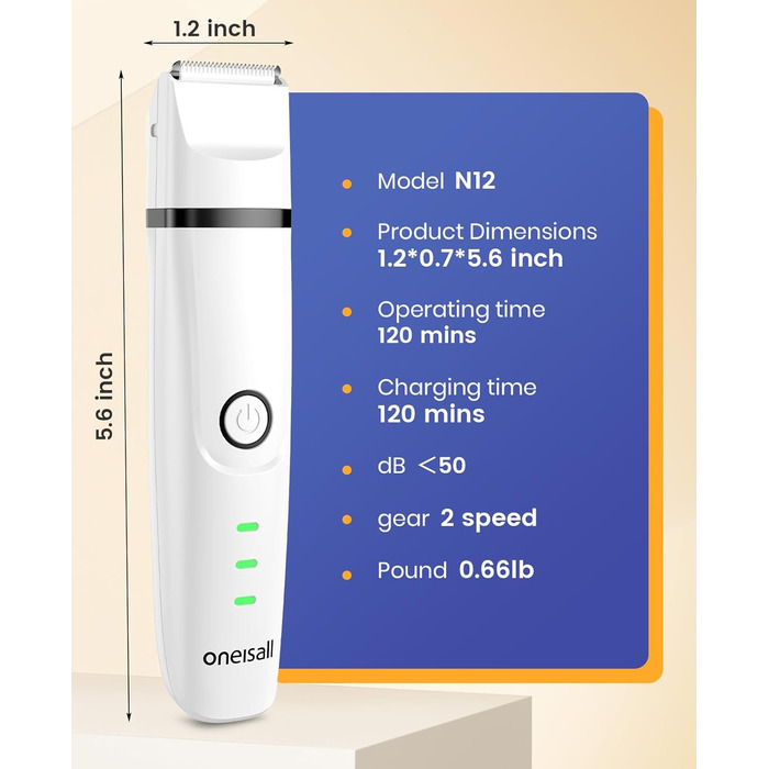 oneisall 4-в-1 тиха машинка для стрижки собак і котів, акумуляторна, з 4 змінними насадками для тіла, лап, очей, вух і морди, біла