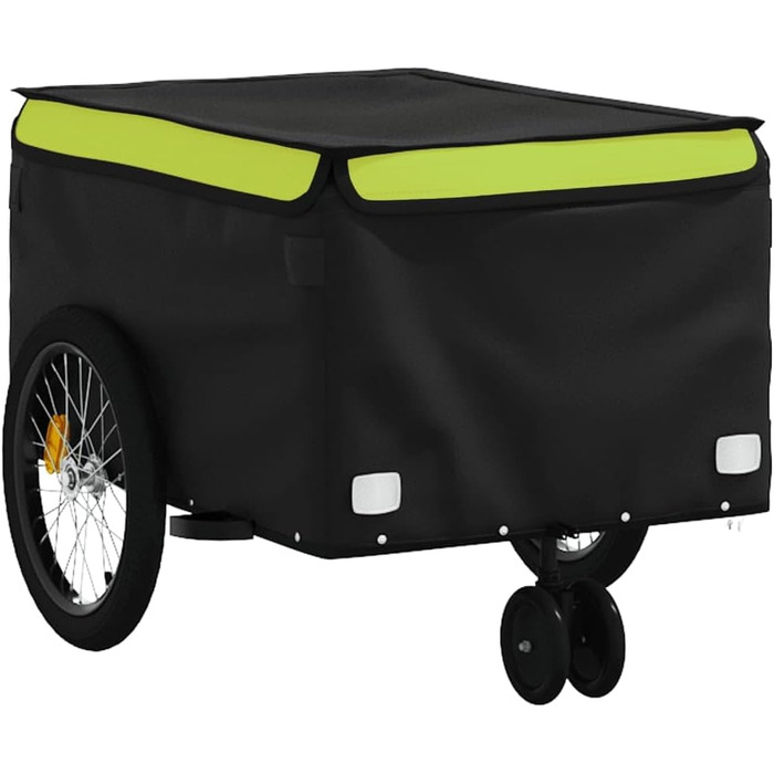 Причіп для собак, вантажний причіп для тварин, велосипедний причіп чорного та зеленого кольору (30 кг, залізо). Для покупок, відпочинку, велопоїздок. Швидка установка.