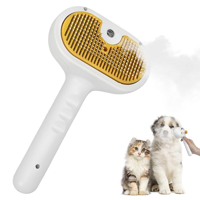Турбощітка для грумінгу котів та собак 3-в-1: електрична, з парою та масажером. Підходить для котів та собак, забезпечує м'який догляд за шерстю.