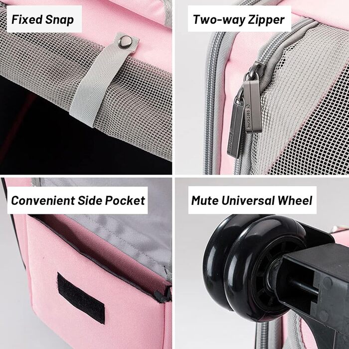 Транспортна сумка на колесах для собак та котів, сумка-переноска з віконцем, рожева, 35x29x37 см