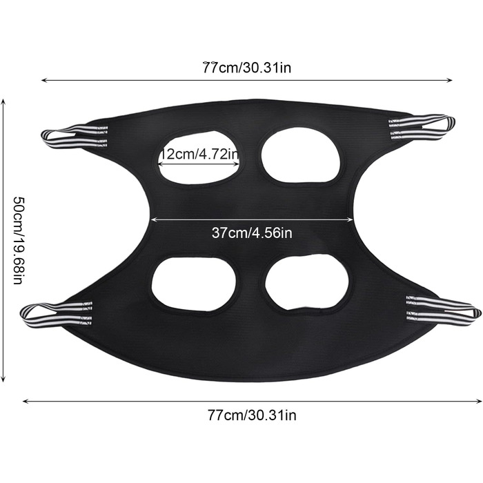 Гамак для собак з S-гачками. Гамак для собак та котів, грумінг, догляд за шерстю, купання (Чорний, до 35 кг)