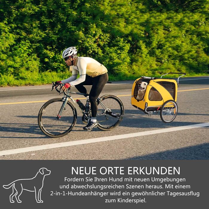 Трансформер для собак XL: велосипедний/біговий, 600D Oxford, до 40 кг, жовтий