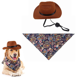 Костюм ковбоя для котів та собак (2 шт.) з капелюхом та банданою, для вечірок, косплею та щоденного використання