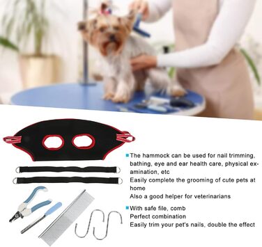 Гамак для грумінгу собак EVTCAN з вентиляцією та товстим шаром, набір з гребінцем для видалення когтів (червоний, M)