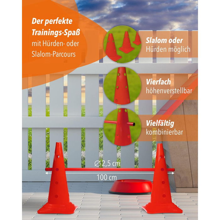 Кегель-бар'єри Sportikel24 для аджиліті – набір бар'єрів для собак, коней та дітей – 50 см