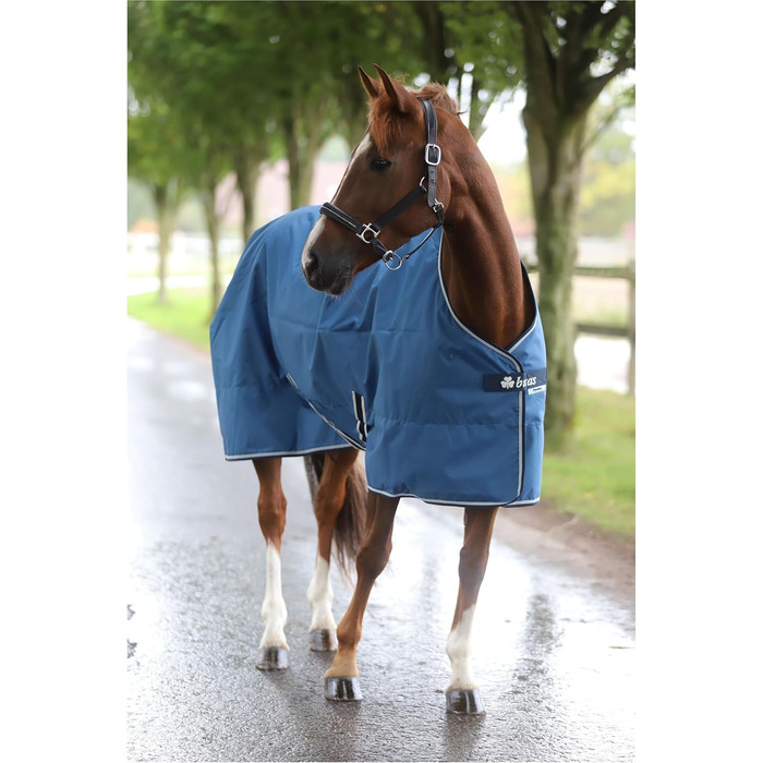 Водонепроникна поводовкова накидка для коней Marengos by Bucas Freedom Turnout 600D з підкладкою та перехресними ременями, Navy/Beige, 155 см