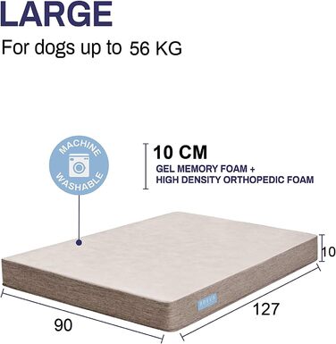 Ортопедичне лежанка для собак з гелевим шаром, водонепроникна, для великих та малих собак, знімний чохол, XL рожева