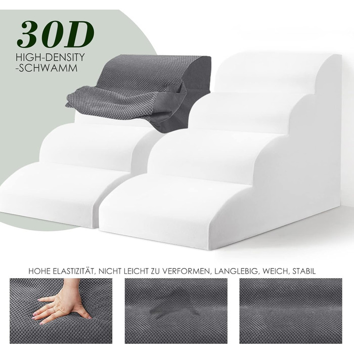 Сходинки для собак та котів 4 сходинки, 50 см, сірі. Зручні та миючі сходинки для тварин з антиковзким покриттям. Підійдуть для софи та ліжка.