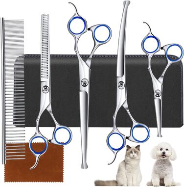 Набір для грумінгу собак: професійна шерстьрізка з нержавіючої сталі 4CR, гребінець, для догляду за шерстю