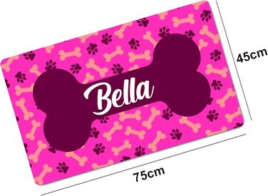Персоналізована підкладка під миску з іменем Ferocity | Килимок для собак та котів | 45 x 75 см | Гумовий | З мотивом домашнього улюбленця