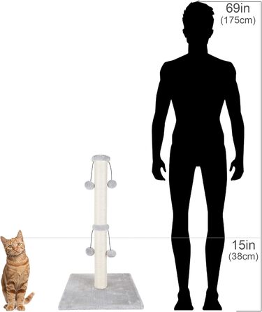 Дім-кігтеточка для великих котів Dimaka, 86 см, з іграшкою, сірий колір