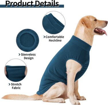 Пуловер для собак Heywean з флісу, теплий, для зимового носіння, для малих, середніх та великих собак (XXL, блакитний)