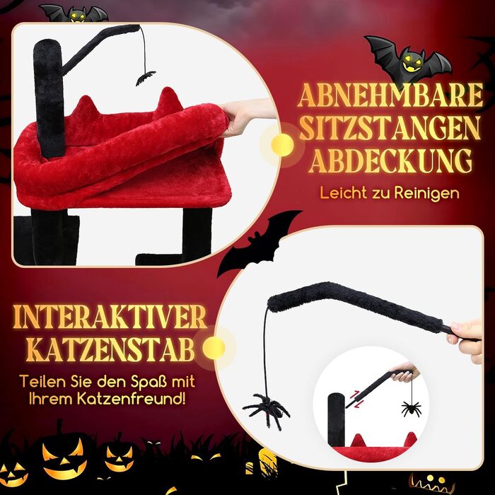 Драбина для котів Globlazer XL, готичний дизайн: 2 будиночки, велика база, обертова платформа, сизаль, іграшки, для дорослих котів