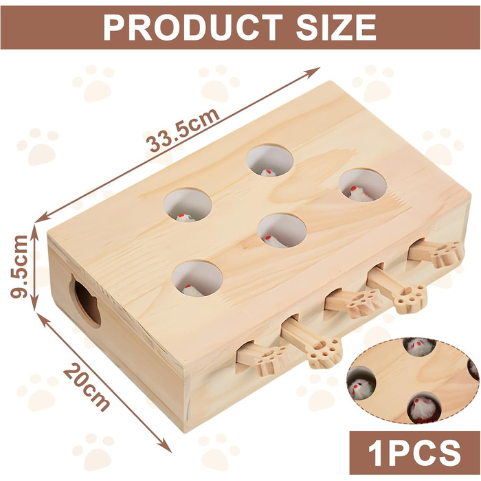 Інтерактивна іграшка для котів, дерев'яна, 3-в-1: когтеточка та іграшка, гра 