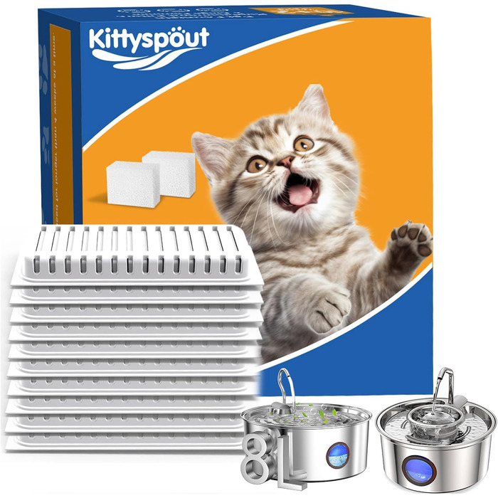 Фонтан-поїлка для котів Kittyspout з нержавіючої сталі, 3.2 л, з фільтром