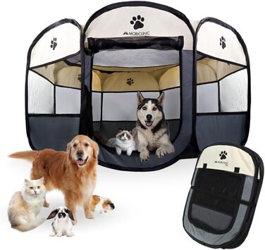 Mobiclinic® Pets: Двосторонній вольєр для цуценят, сірий, 114x114x58 см, Scooby