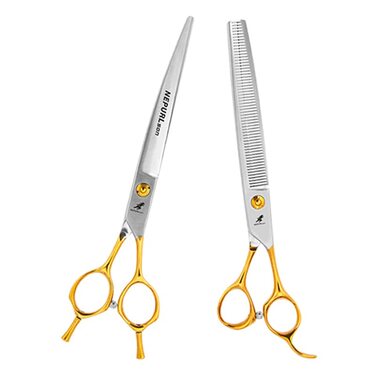 Набір професійних ножиць для грумінгу домашніх тварин 19,1 см, прямі та вигнуті ножиці для фінальної обробки, сталь VG10