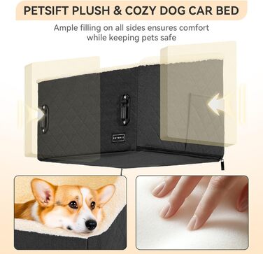 PETSFIT Автокрісло для собак, підняте на 12.5 см, чорний, для собак до 12 кг