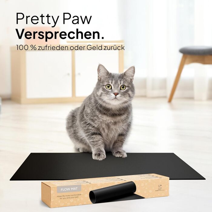 Підкладка під миску для котів Pretty PAW® 60x40 см - неслизька та водонепроникна, захист від води та бруду | Сумісна з фонтанчиком та мисками Pretty Paw (Чорний, широка)