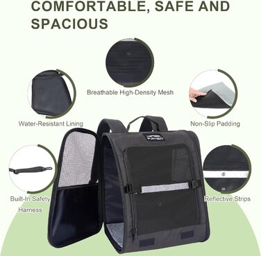 Рюкзак-переноска для собак і котів/цуценят до 5,9 кг, дихаюча сітка, кишені, безпека, для походів