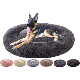 М'яке кругле ліжко для собак та котів. Кругле ліжко-бублик для середніх собак та котів, м'яке та тепле, Ø 60 см, темно-сірий колір