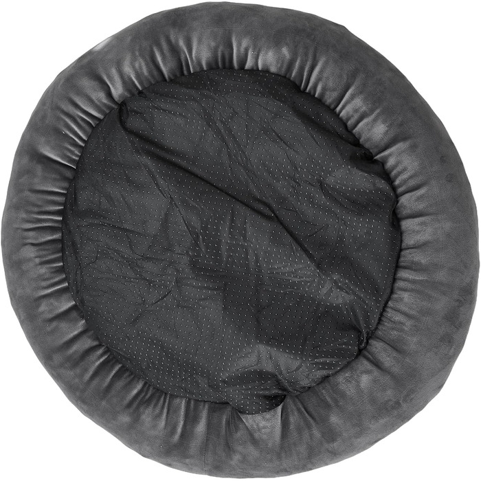 Кругла лежанка для собак та котів з капюшоном, розмір M, сіра, 60 x 60 x 19 см, м'яка, з антиковзною основою, самонагріваюча, для заспокоєння, миється