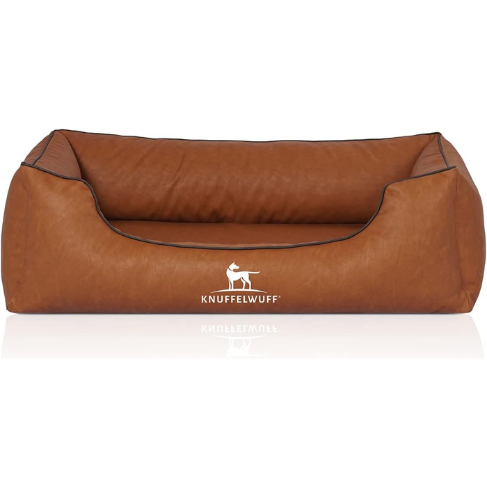 Кенгуру Hundebett Henderson - ліжко для собак з штучної шкіри з мармуровим ефектом XXL 120 x 85 см - знімний чохол - легко мити - для великих, середніх та маленьких собак (Rusty, L 85 x W 63 x H 23 см)