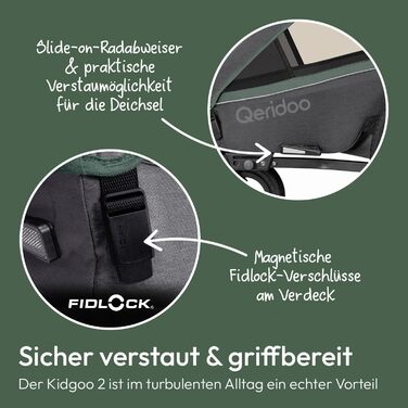 Qeridoo Kidgoo 2: Причіп для велосипеда на 2 дітей з підвіскою та ARS, коляска-візок, дитячий велопричіп, вантажний відсік 45L, Ivy Green