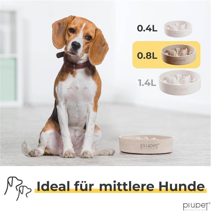 Миска для собак PiuPet® Anti-gulp 0,8 л, бежева | Миска для собак, slow feeder, миска протиковтання, миска для собак великих порід