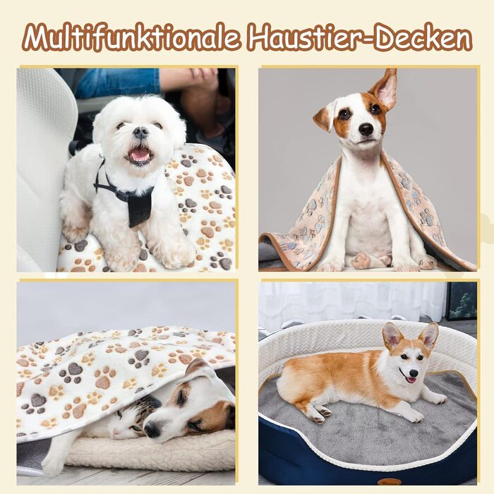 Водонепроникна собача ковдра HYLYUN (2 шт.) - м'яка флісова ковдра для собак, котів, цуценят. Розмір M (76x52 см)