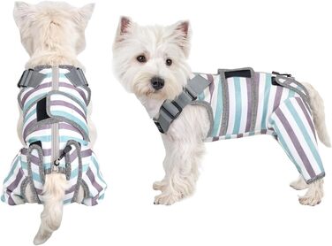 Комбінезон для собак після операції, дихаючий, для задніх лап, синій, XS (довжина спини 27-32 см, довжина лап 15 см)