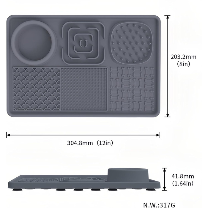 Преміум килимок для собак 3 в 1: повільний годівник, килимок для годування, аксесуар для грумінгу. Силіконовий, блакитний, прямокутний. Підходить для цуценят, котів та інших домашніх тварин.