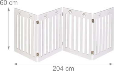 Захисний бар'єр для собак Relaxdays, 60 x 204 см, самостійно встановлюється, складаний, MDF, білий