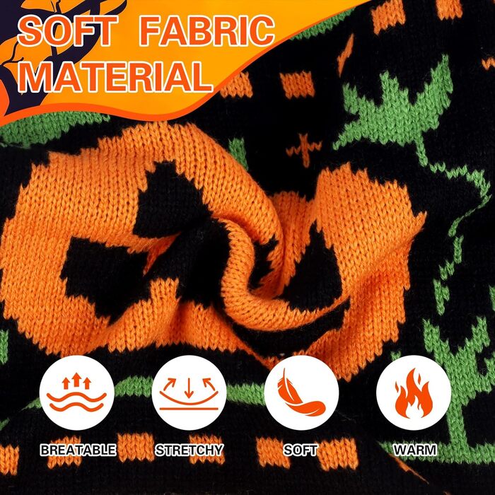 Пуловер на Halloween для собак та котів, з мотивом гарбуза та черепа, трикотажний, для маленьких, середніх та великих собак, Yorkie, Chihuahua, Zwergspitz, розмір L