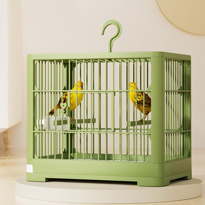 Клітка для птахів Vogel Reisekäfig | Транспортна переноска для птахів з висувною шухлядою, іграшками, складаний вольєр для папуг та синиць, зелена, 32 x 25 x 13 см