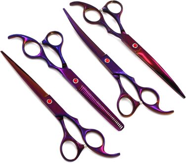 Набір професійних ножиць для грумінгу собак, титан-покриття, з ножицями для нігтів, фіолетовий