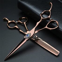 Набір професійних ножиць для собак, 17,5 см, з нержавіючої сталі. Ножиці для стрижки шерсті собак, котів та інших домашніх тварин. Ножиці для фінальної обробки та прямі ножиці в комплекті.