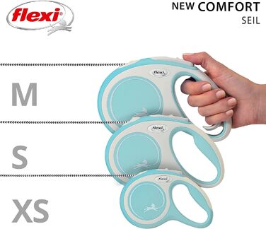 Рулетка-повідок Flexi для собак, висувна, з м'якою ручкою, 3/5/8 м, для тварин 8-20 кг, блакитна