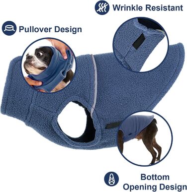 Тепла флісова жилетка для собак, пухнастий теплий пуловер для цуценят, розмір XXS, блакитний