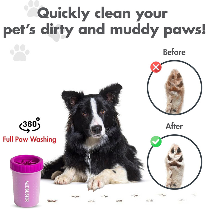 Dexas MudBuster: портативний очищувач лап для собак, розмір M, фуксія