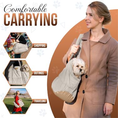 NoblePup Сумка-переноска для тварин, м'яка, плюшева, з надійним кріпленням, легка, для маленьких собак та цуценят, кремового кольору