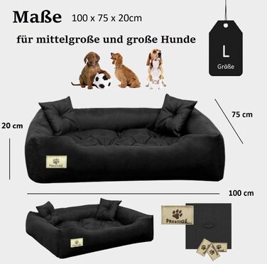 Крісло-ліжко для собак великих порід King Dog, чорне, 100 x 75 см, водовідштовхувальне, ортопедичне, з силіконовою начинкою