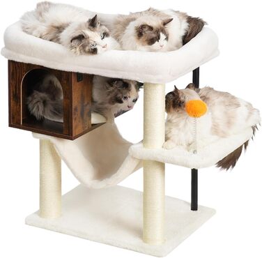 Котячий будиночок з дряпалкою Heybly HCT017WB, 57.5 см, Vintage Brown, велика платформа 54x40 см, сталеві труби, для великих котів