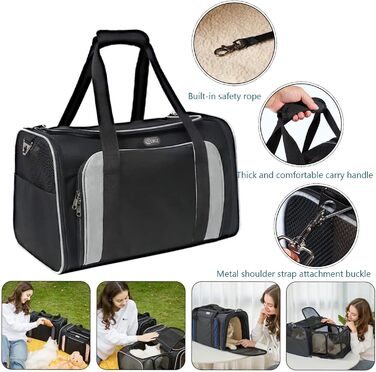 Транспортна переноска для кота/собаки Ruyiczb, розширювана, сіра