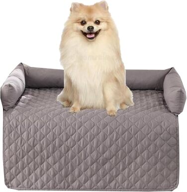 Захисний чохол для собачого дивана, водовідштовхувальний, для середніх та великих собак та котів, заспокійлива підстилка з піднятим бортиком, легко чиститься (75 x 120 см, світло-сірий)