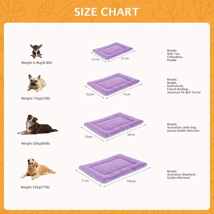 Килимок для собак, м'який та теплий, килимок-подушка для собак, миється, затишний, двосторонній, подушка для домашніх тварин, PS085 (90x70 см, фіолетовий)