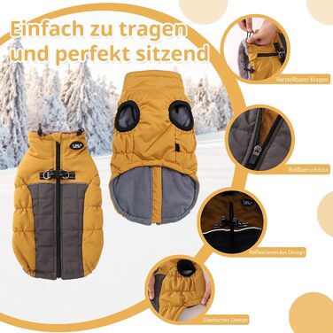 Жакети для собак на зиму: тепла жилетка з D-порогом, бавовна, 3XL, жовта