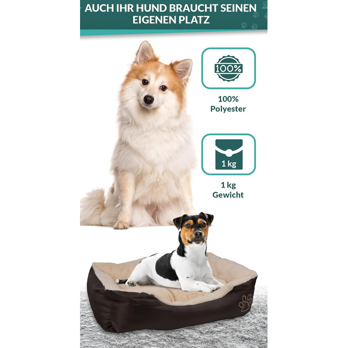 Крісло-ліжко для собак: м'яке, зручне, 61x48x18 см. Крісло для собак з флісу та нейлону, легко миється, підходить для маленьких та великих собак (Бежево-коричневе)